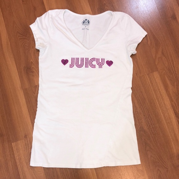Juicy Couture Tops - Juicy Couture White V-neck t-shirt with shimmer